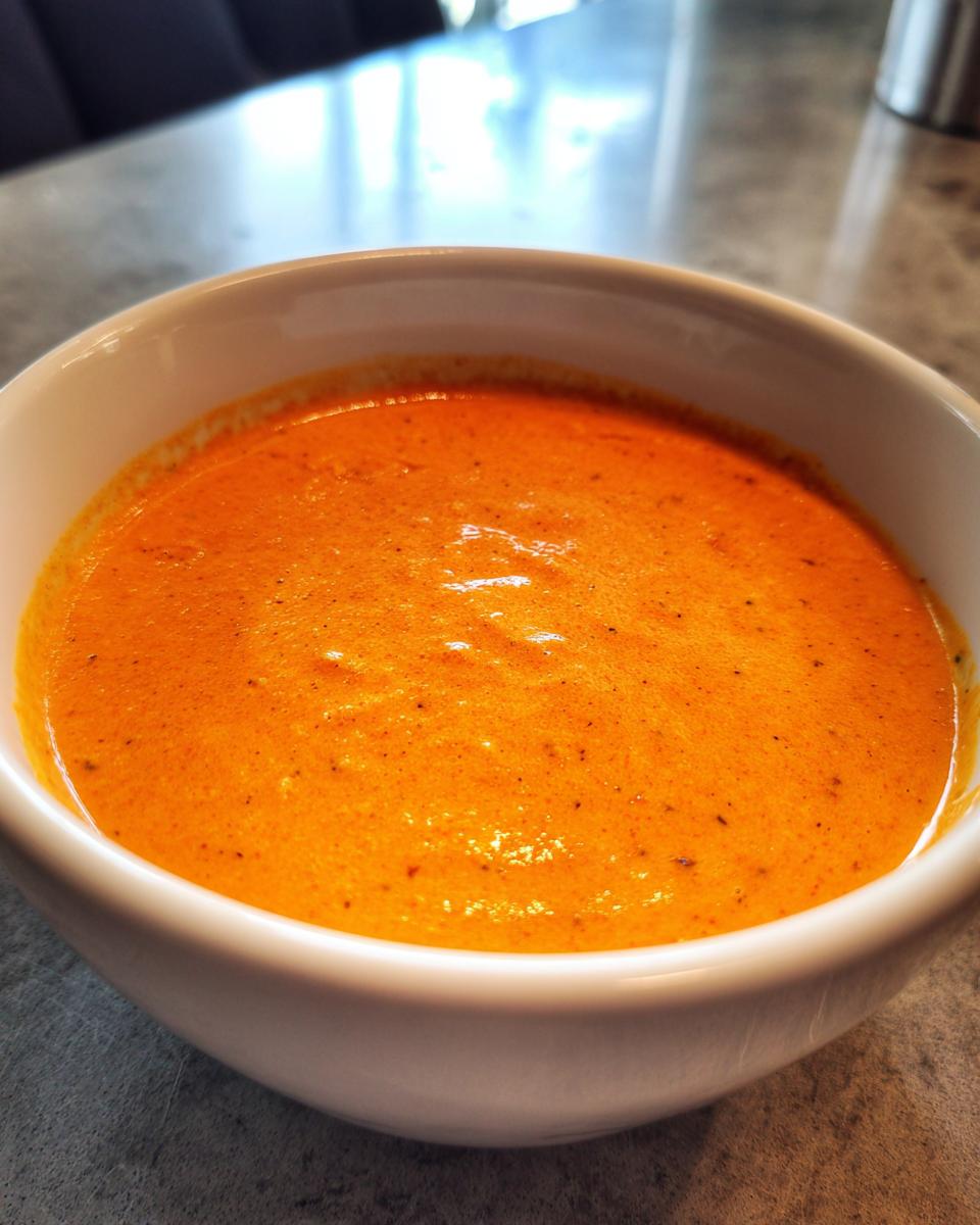 Close-up of bright orange, smooth cottage cheese queso dip served in a small white bowl.